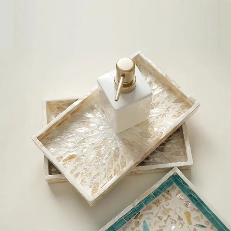 Plateau Nacre Mosaïque Carré Luxe
