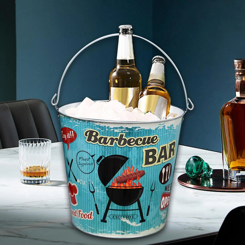 Tina enfriadora de bebidas, cubeta para hielo, cubeta redonda para vino, recipiente enfriador de bebidas para botellas de cerveza, botellas de champán, fiestas, hogar, pub