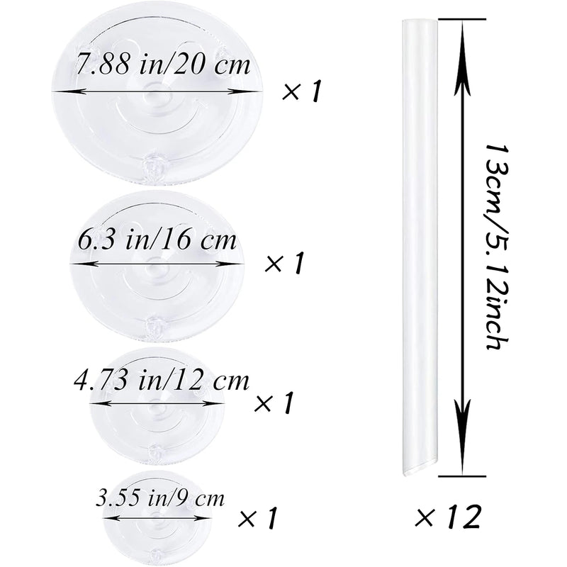 Varillas de soporte para tartas con bases para tartas, platos separadores de plástico blanco para elegantes tartas de varios pisos en fiestas