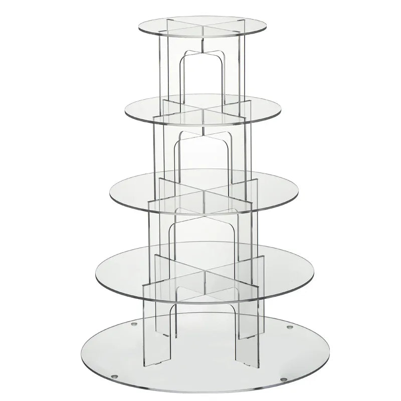 Soporte redondo de acrílico para pasteles de 3/4/5/6 niveles, expositor transparente para cupcakes y postres, soporte decorativo para fiestas de cumpleaños, bodas y Navidad
