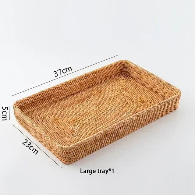 Nueva cesta de almacenamiento tejida a mano, bandeja de almacenamiento de ratán, cesta de mimbre, cesta para pan, frutas, desayuno, té, picnic, cesta de almacenamiento para cocina