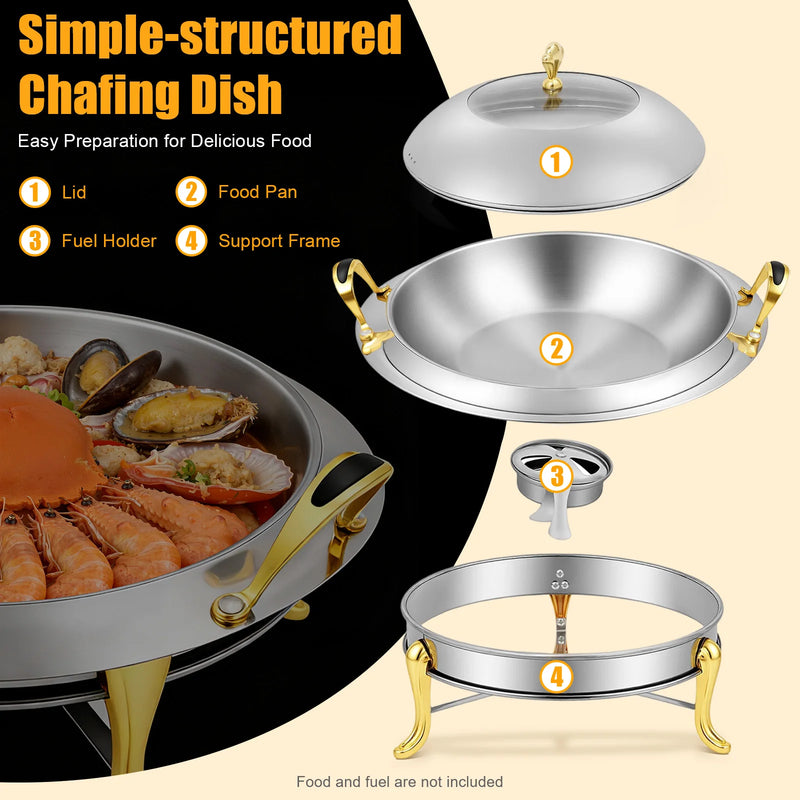 Chauffe-Plat Rond Inox 28 cm avec Couvercle