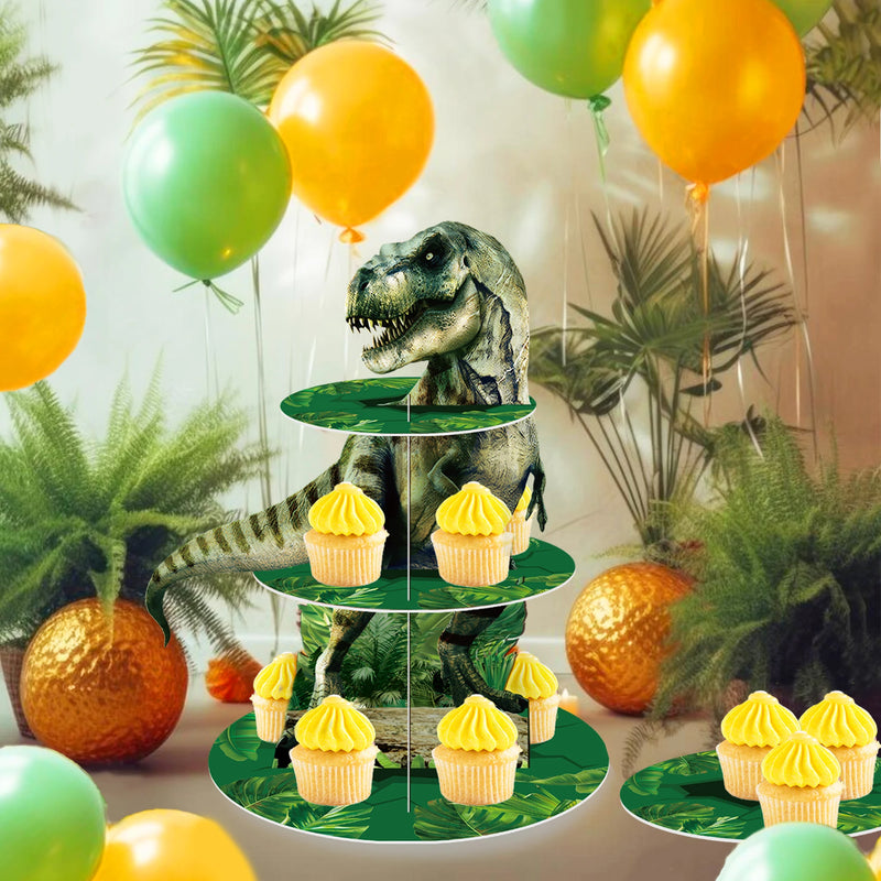 Présentoir Cupcakes 3 Étages Dinosaure