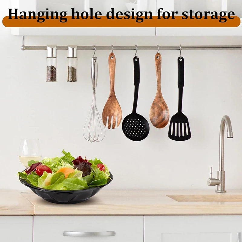 Juego de 2 piezas de cubiertos de madera para ensalada, cuchara y tenedor, kit de cuchara y tenedor para ensalada, utensilios de cocina con mango largo para servir ensalada