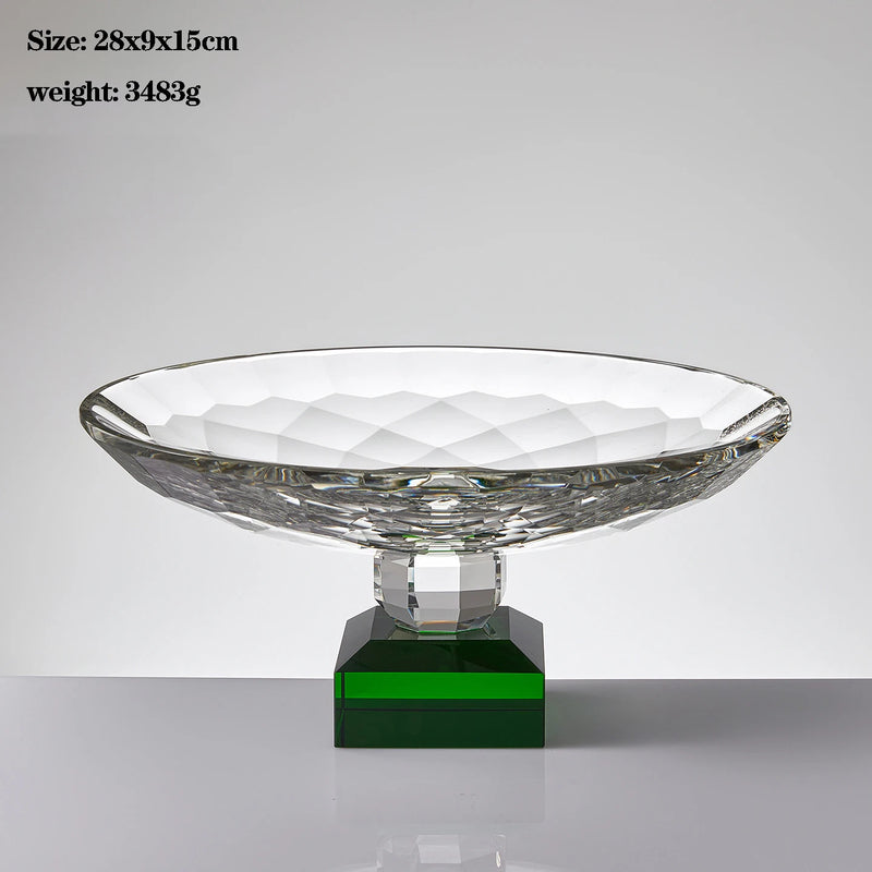 Plato de fruta de cristal transparente, bandeja con pedestal de lujo ligero para aperitivos y postres, bandeja de almacenamiento para entrada, plato decorativo para el hogar