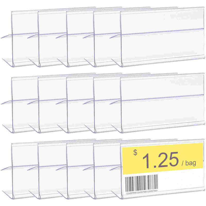 30 soportes transparentes para etiquetas de precio, portaetiquetas para estanterías de supermercado, soportes para exhibición de precios de mercancías, tarjetas de precio en forma de L