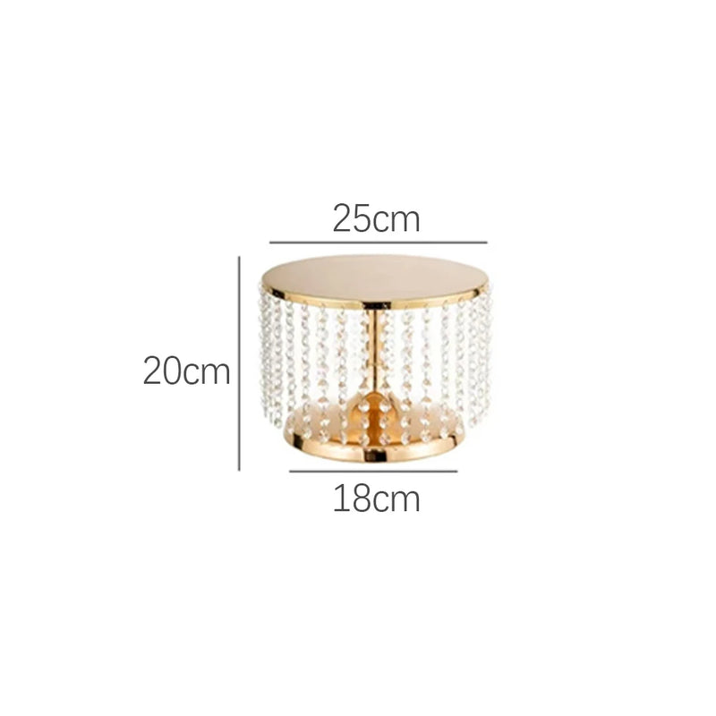 Présentoir Gâteau Doré à Perles Cristal