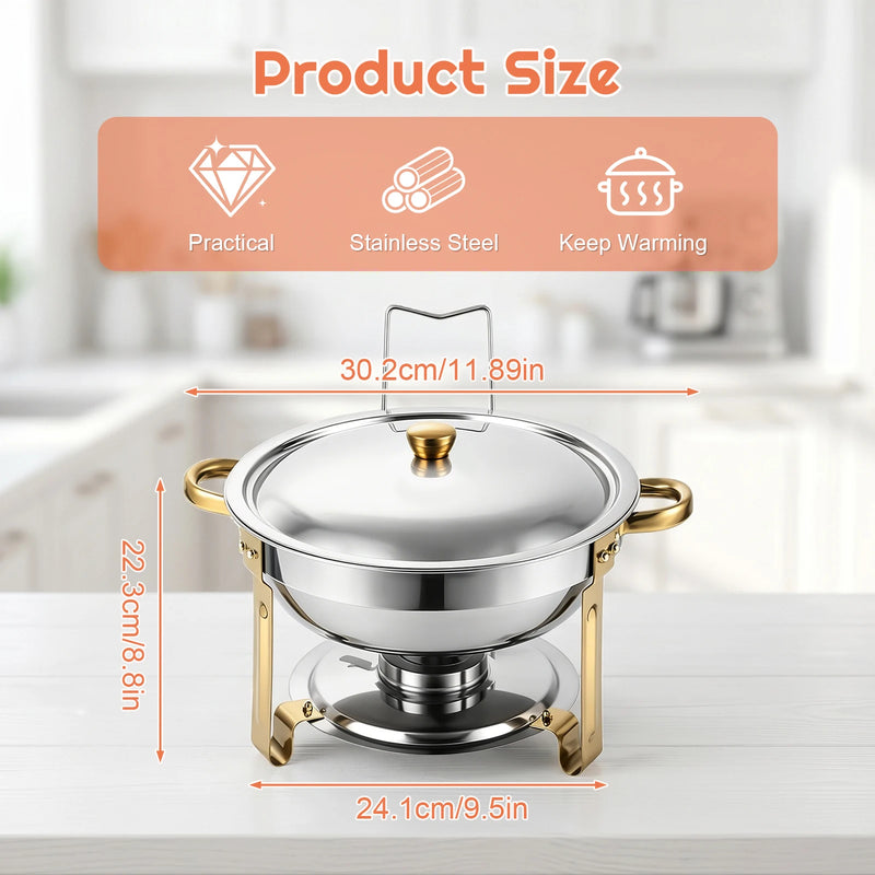 Chauffe-Plat Rond Inox 4,5 L Lot avec Pinces