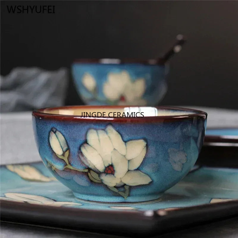 Assiette de Présentation Céramique Fleur Magnolia