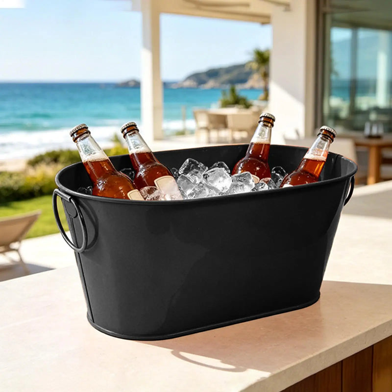 Cubo de hielo con asas dobles para bar, cócteles, bebidas, vino, champán y cerveza para piscina
