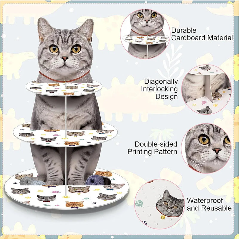 Présentoir Cupcakes Carton Chat Fête