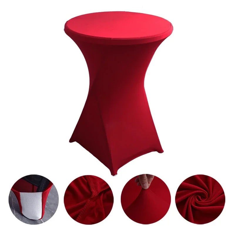 Mantel elástico para decoración de bodas, funda para mesa de cóctel, licra elástica, mesa alta, hotel, fiesta de cumpleaños, varios colores
