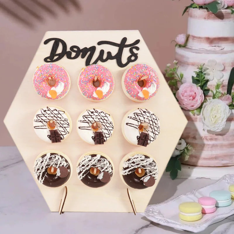 Panneau Mural Présentoir Donuts Bois