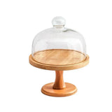 Présentoir Gâteau Bois Cloche Verre