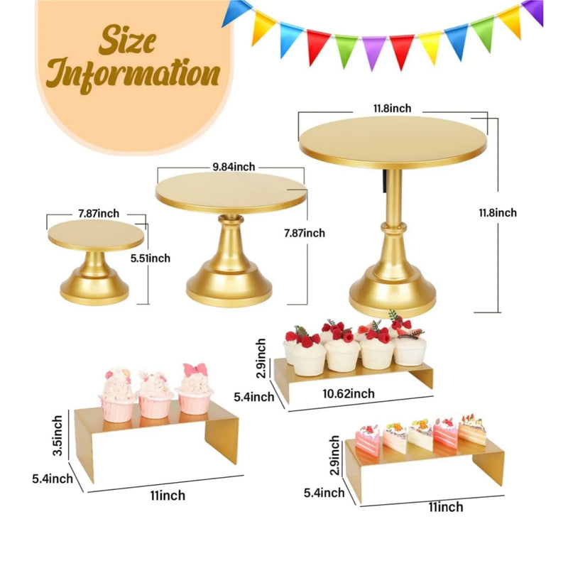 Set Présentoir Gâteaux Doré 6 Pièces