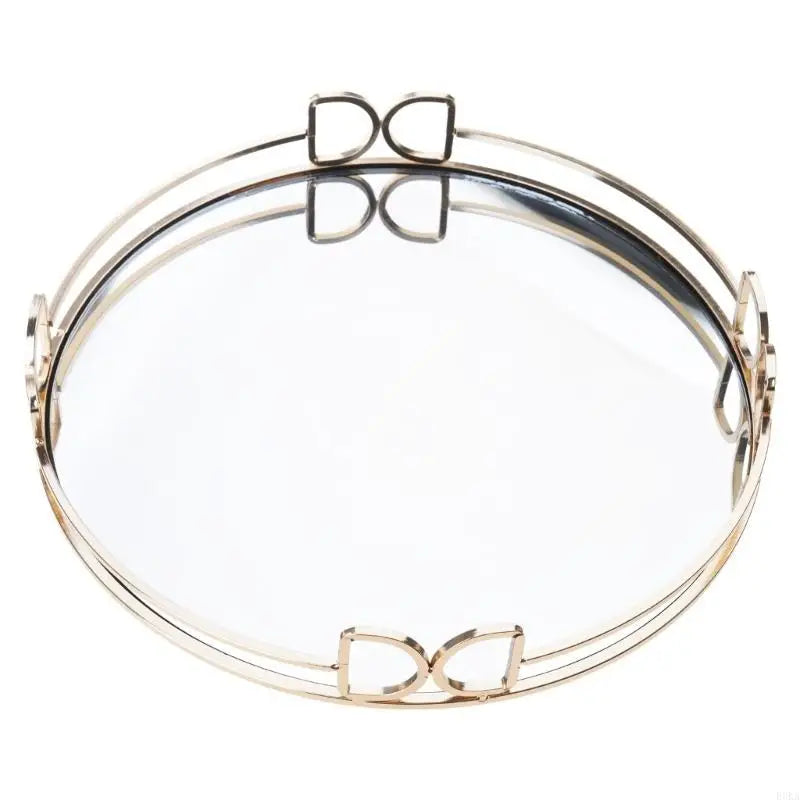 Plateau Miroir Doré Élégant