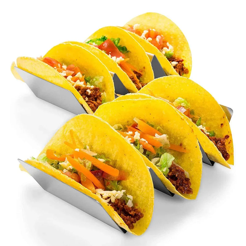 Soporte para tacos de acero inoxidable, bandeja para tacos apta para horno, lavavajillas y parrilla, utensilios de cocina para mesa de comedor
