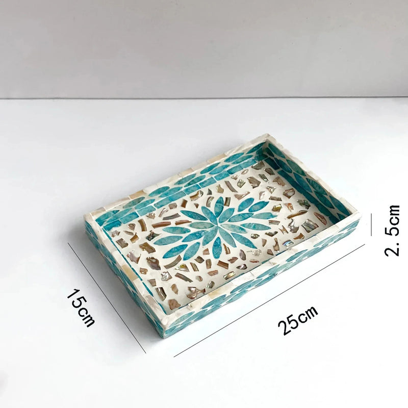 Bandeja rectangular de concha, plato de almacenamiento de concha ovalado de colores, decoraciones de almacenamiento para sala de estar, pastel, cafetería, restaurante, organizador de joyas