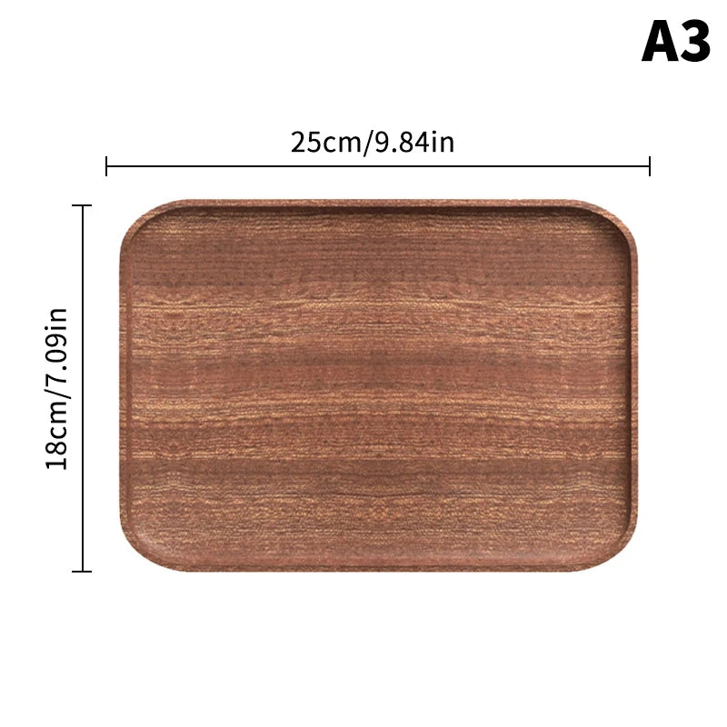Bandeja de café de nogal tamaño grande, plato de madera para comida, taza, cena, pastel, pan, bandeja de madera maciza, accesorios decorativos de cocina
