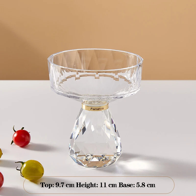 Plato de fruta de cristal transparente, bandeja con pedestal de lujo ligero para aperitivos y postres, bandeja de almacenamiento para entrada, plato decorativo para el hogar