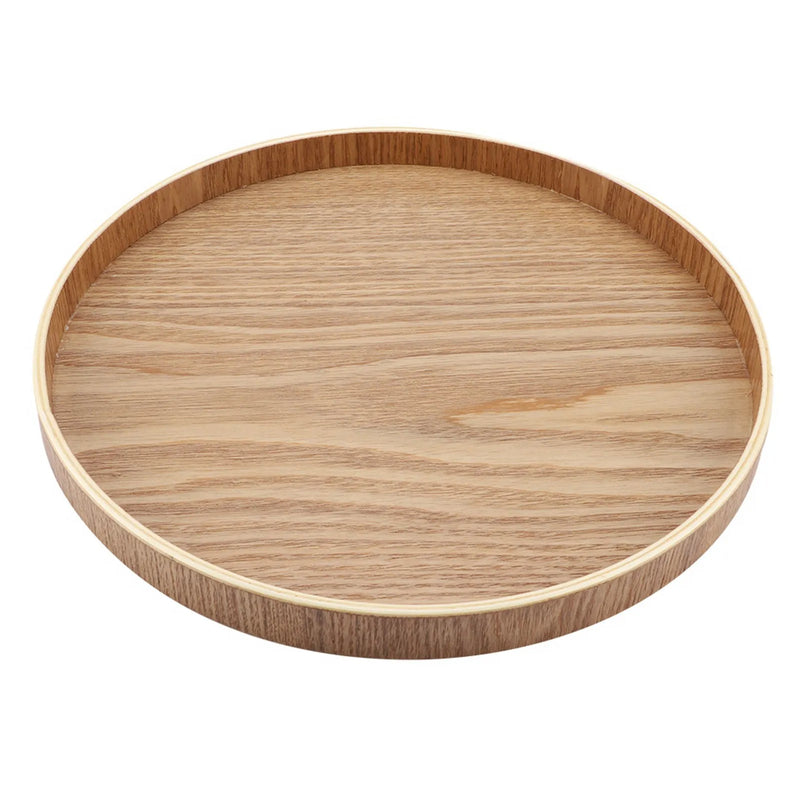 Bandeja de servicio de madera para té, frutas, dulces, comida, decoración del hogar, vajilla redonda, ensalada, plato de postre, accesorios de cocina