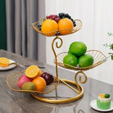 Présentoir Fruits Métal Doré 3 Étages
