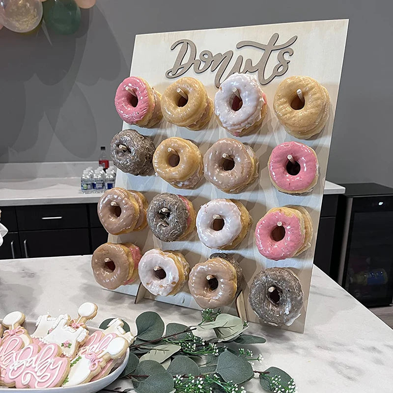 Présentoir Mural Donuts Cœur Bois
