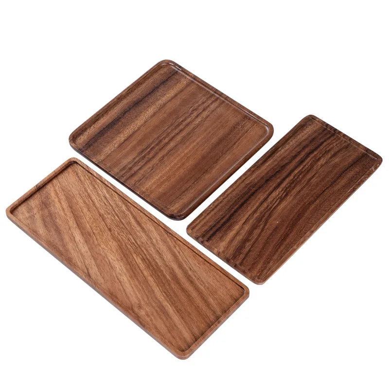 Bandeja rectangular de madera de nogal, bandeja para té de burbujas, bandeja para pasteles, pan, desayuno, aperitivos, artículos de hotel, bandeja de té para restaurante