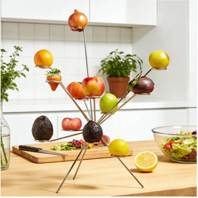 Frutero redondo de metal creativo, resistente, superficie elegante, bandeja de frutas de mesa, expositor decorativo sencillo para fiestas y bodas
