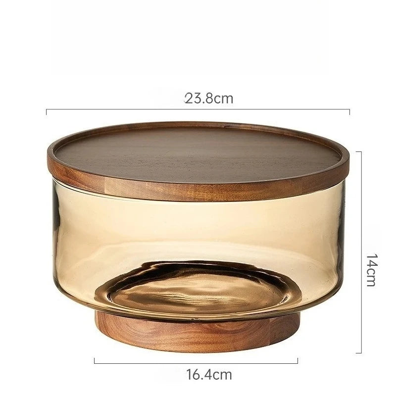 Coupe Fruits Bois Acacia Verre