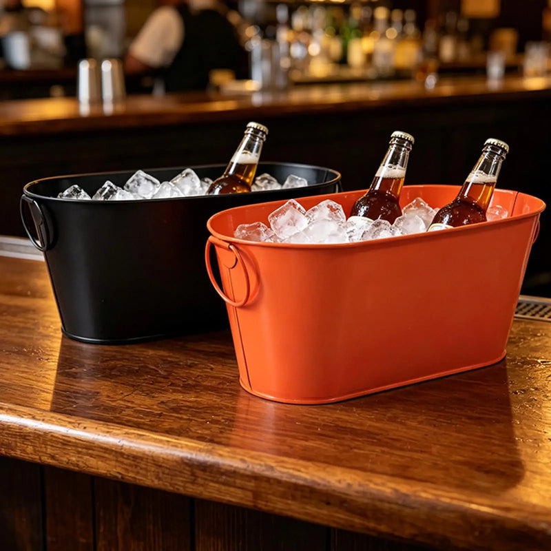 Cubo de hielo con asas dobles para bar, cócteles, bebidas, vino, champán y cerveza para piscina