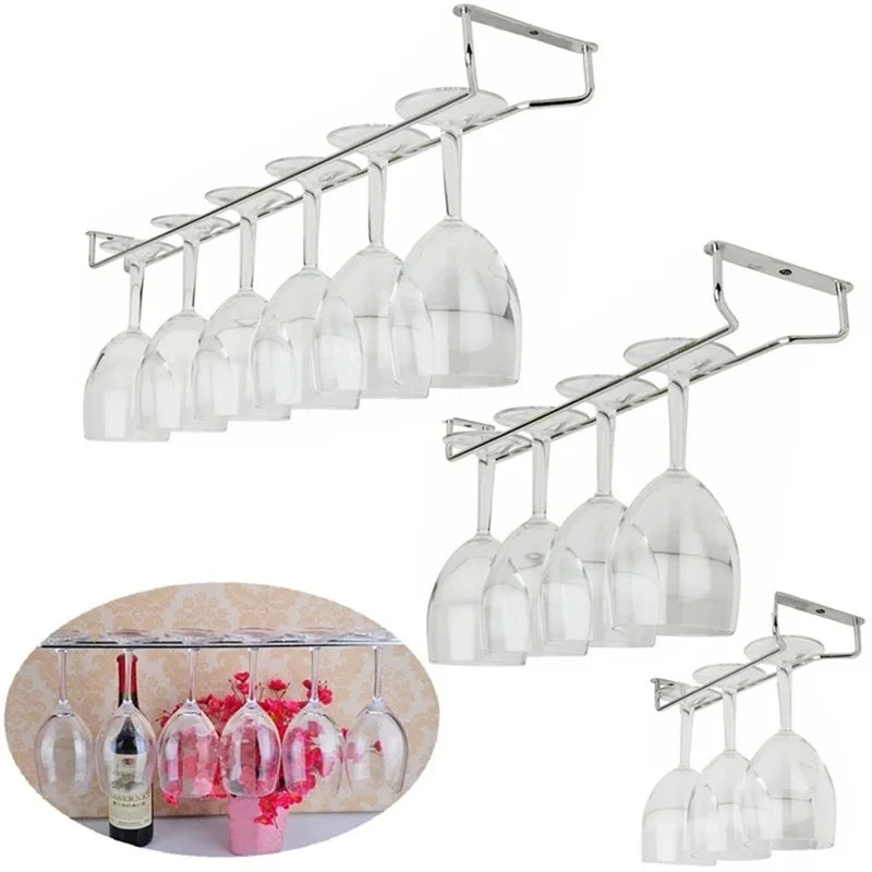 Botellero de 27/35/55 cm, soporte para copas, estante colgante para barra, soporte para copas de vino de acero inoxidable, soporte para rollos de papel