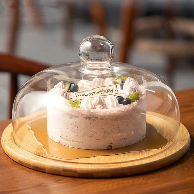 Présentoir à Gâteaux Bois Cloche Verre