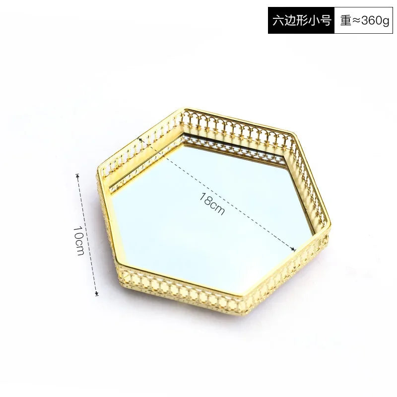 Plateau Miroir Doré Fer Forgé