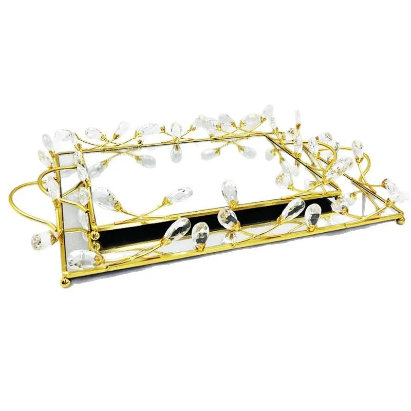 Plateau Miroir Doré Art Déco