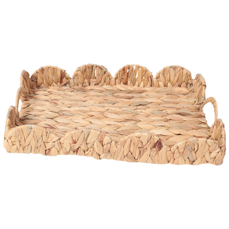 ¡Sorprendente! Bandeja rectangular con borde festoneado, bandeja rectangular con asas integradas, bandeja decorativa para mesa de centro
