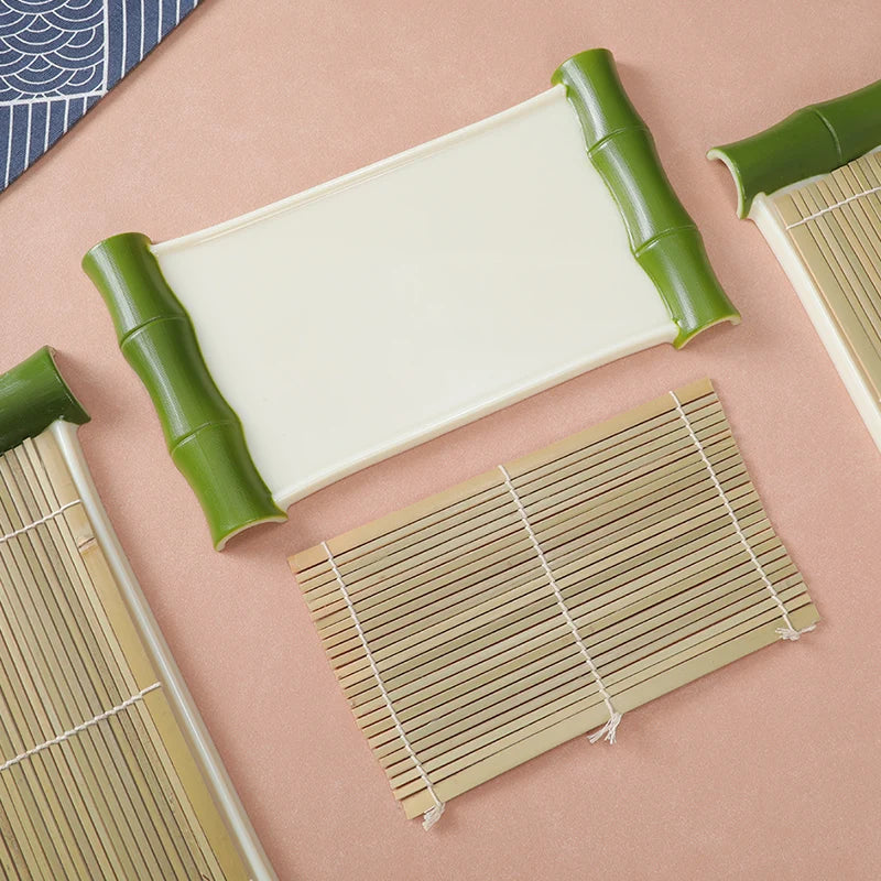Plato creativo para hot pot japonés, plato de esterilla de bambú, plato para sashimi, vajilla comercial para restaurante de sushi