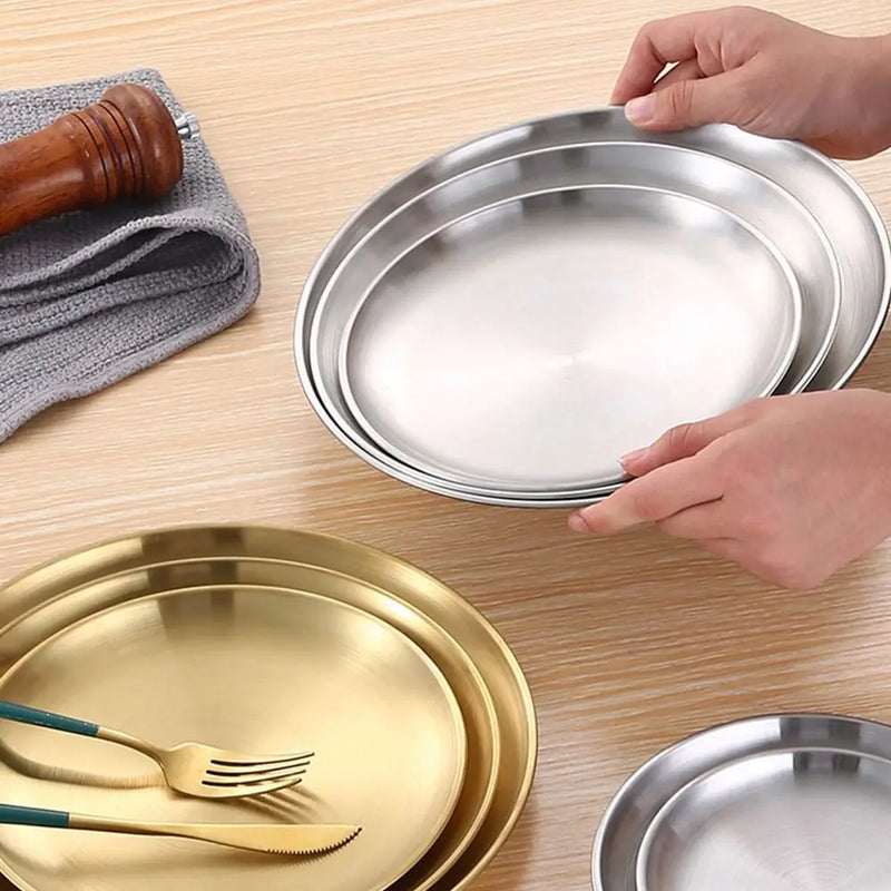 Assiette Inox Présentation Buffet Traiteur