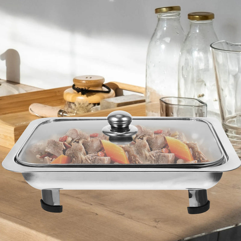 Plat de Service Buffet Inox Rectangulaire avec Couvercle