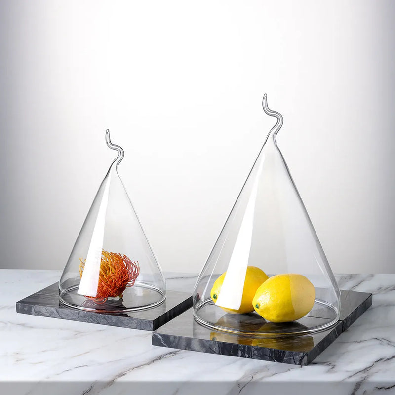 Tapa de cristal moderna y creativa para pasteles, cubierta de cristal para postres, pan, frutas y cocina, bandeja de degustación para exposición en pastelería