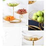 Présentoir Fruits Métal Doré 3 Étages