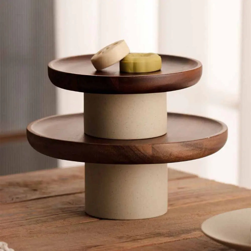 Soporte de exhibición alto vintage con patas, soporte redondo elevado, plato de frutas con patas altas, soporte decorativo de madera para pasteles, exhibición para fiestas