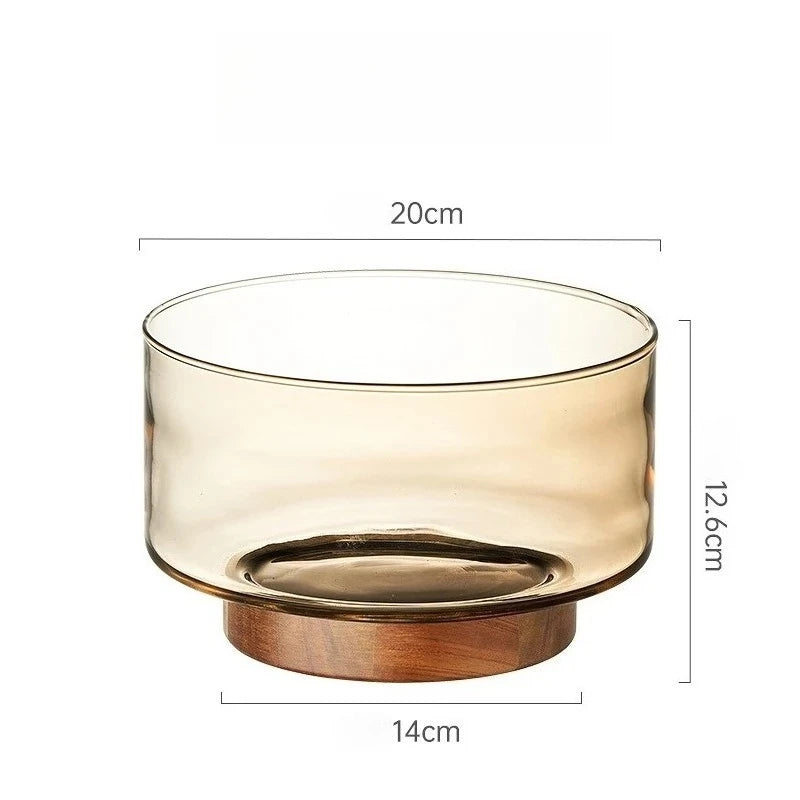 Coupe Fruits Bois Acacia Verre