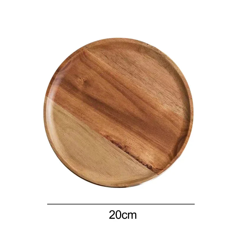 Plateau Service Bois Acacia Rond