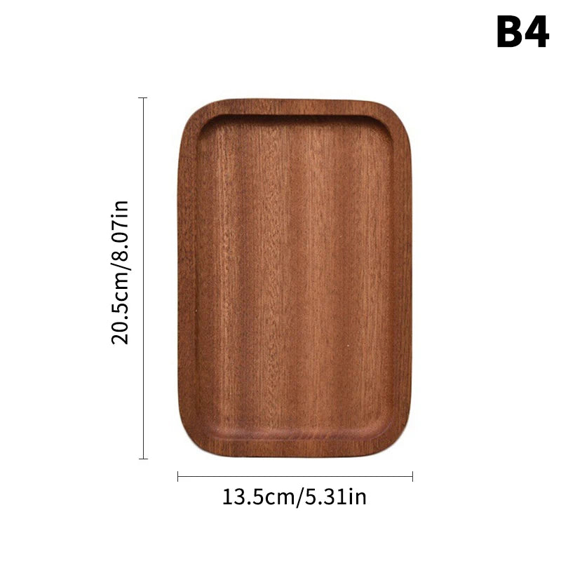 Bandeja de café de nogal tamaño grande, plato de madera para comida, taza, cena, pastel, pan, bandeja de madera maciza, accesorios decorativos de cocina