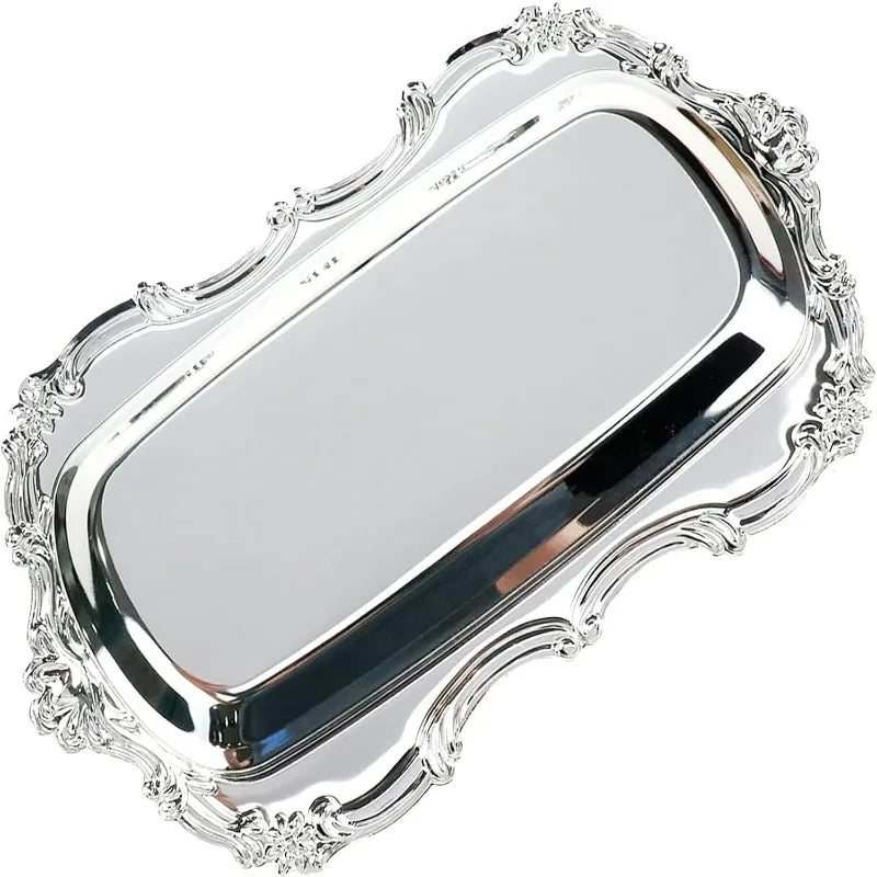 Bandeja de servicio vintage de plata, multifuncional para té, postres o joyas, ideal para bodas y fiestas