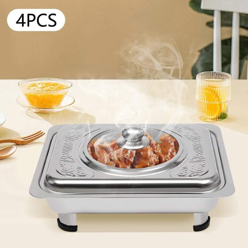 Lot de 4 Plats de Service Buffet Inox – présentoir buffet – détail de la finition
