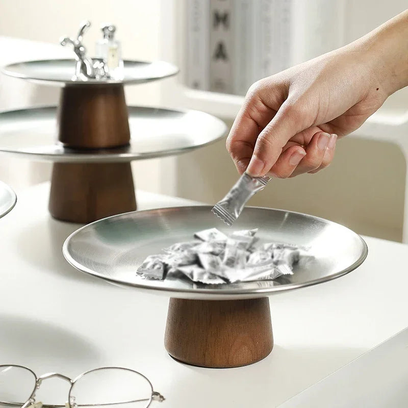 Plateau Buffet Compartimenté Inox et Bois