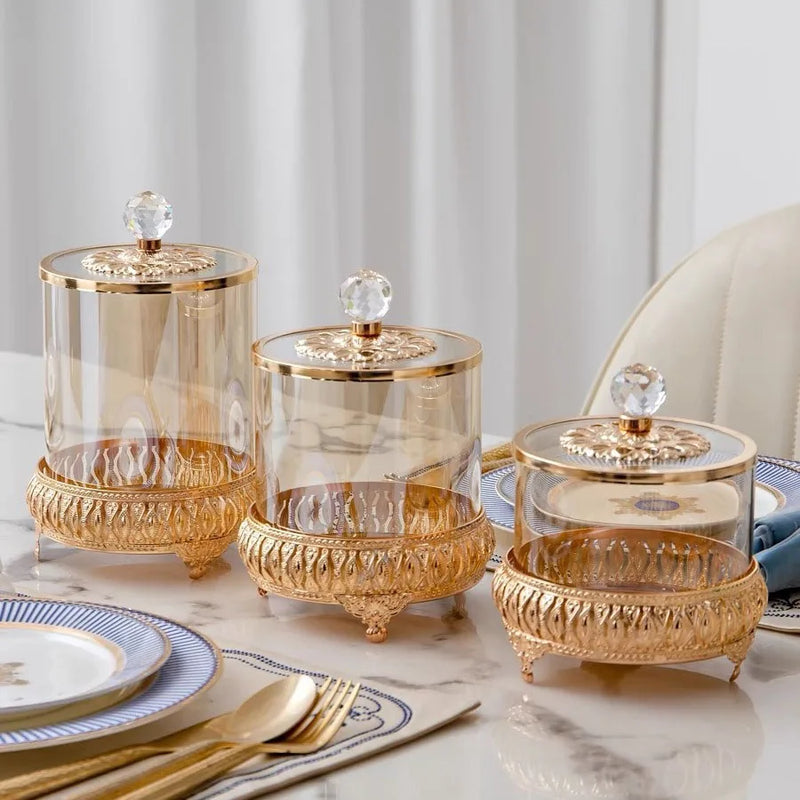 Bocal à Bonbons Verre Doré Luxe