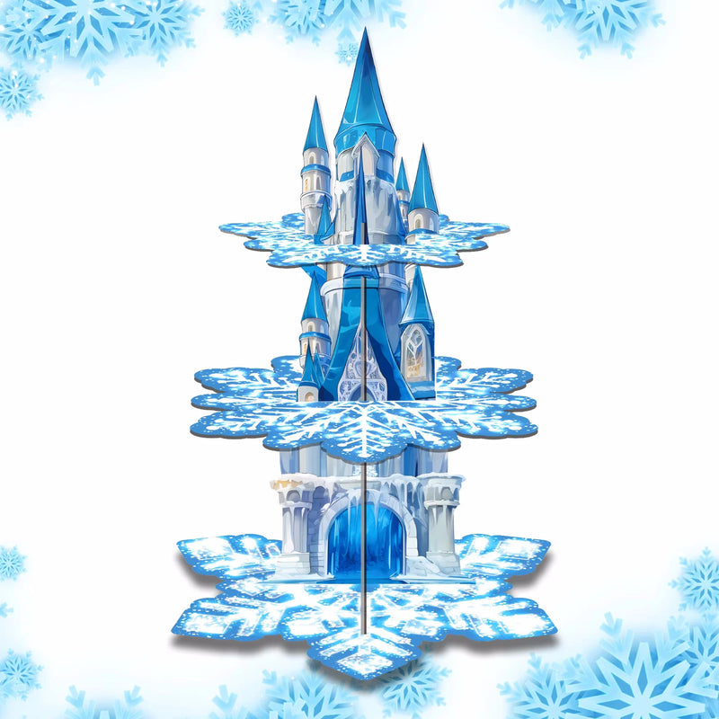 Présentoir Gâteaux Château Flocons 3 Étages